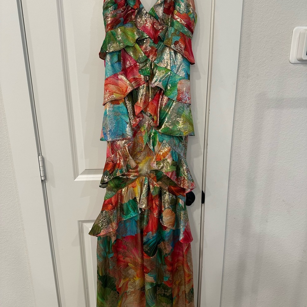 Ramy Brook

Harlen Floral Metallic Ruffled Gown